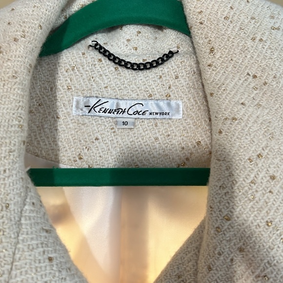 Kenneth Cole New York Double Breasted Wool Peacoat cream with gold speckles - Picture 2 of 8